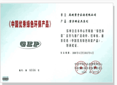 中国优秀绿色环保产品证书